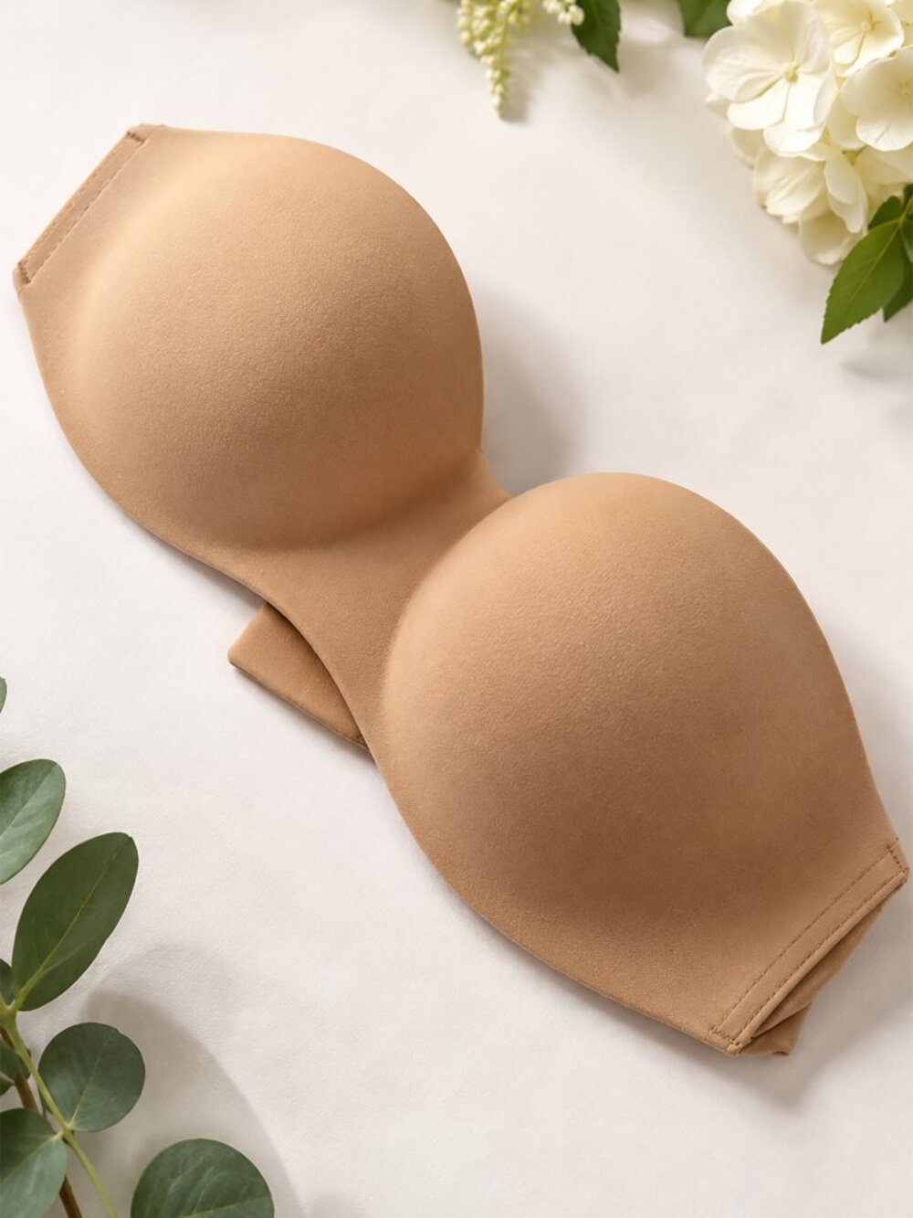 Soma Enbliss Stay-Put Strapless Bra 34C Nude Beige Wireless Padded